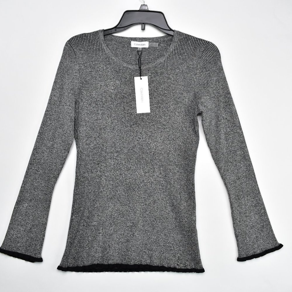 Women's SM Calvin Klein Long Sleeve Ribbed Blouse